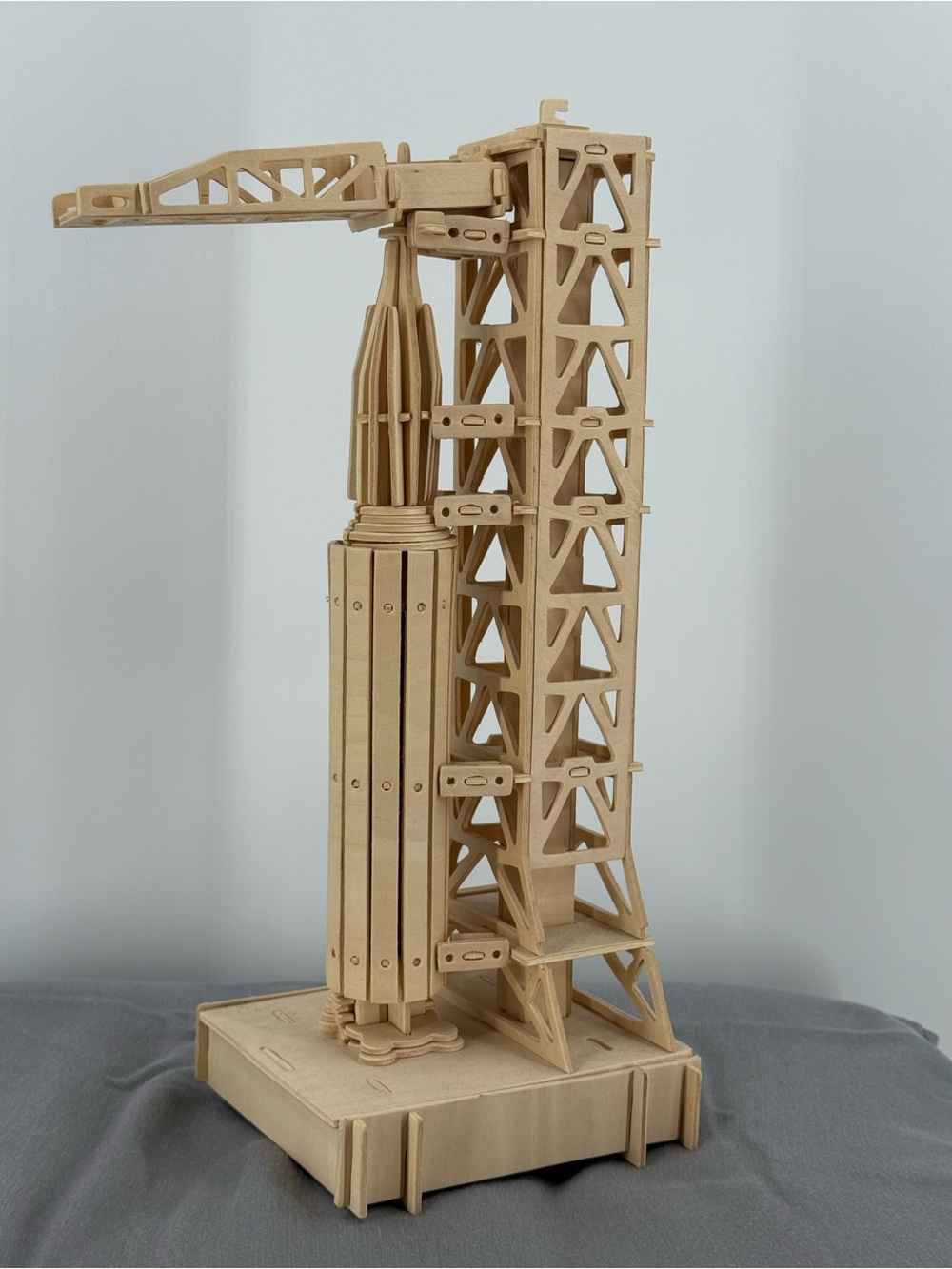 NASA space station Wooden Rocket Launch Tower Toy - Natural Wood